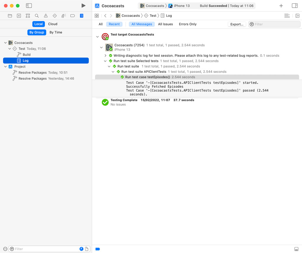 Inspecting the Test Log