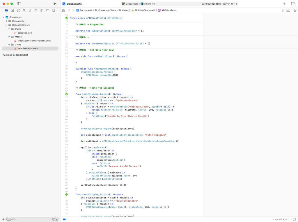 Stubbing the Cocoacasts API