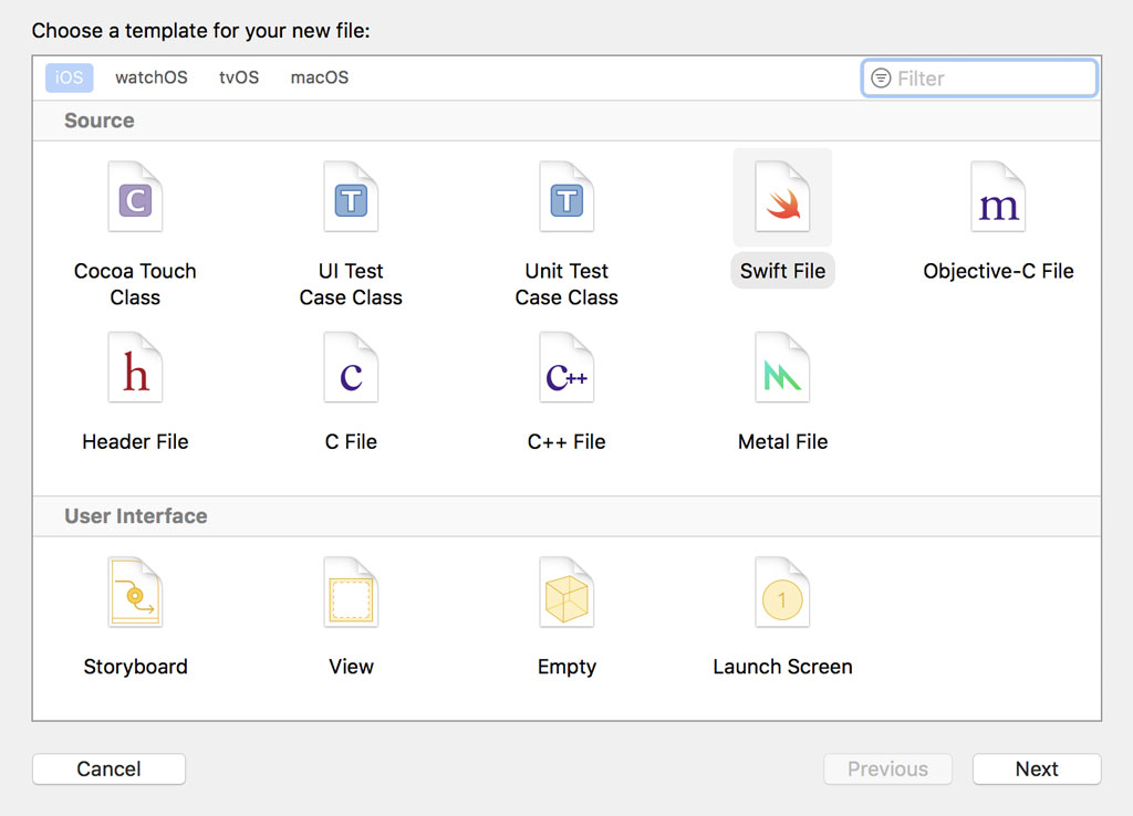 Creating a New Swift File