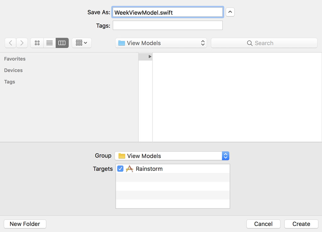 Creating a New Swift File