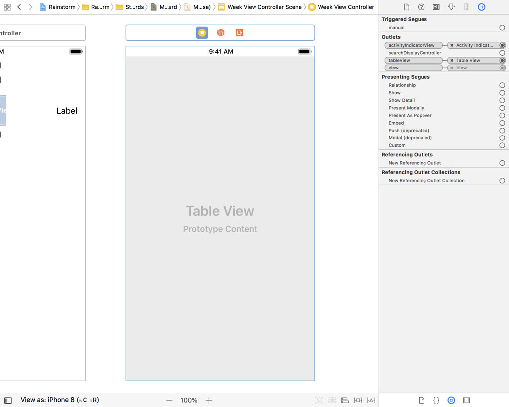Adding a Table View