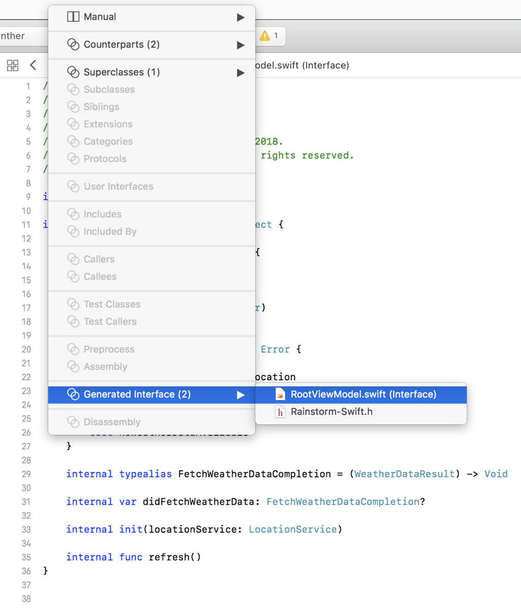 Showing the Generated Interface of the RootViewModel Class