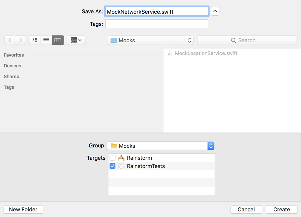 Creating the Mock Network Service