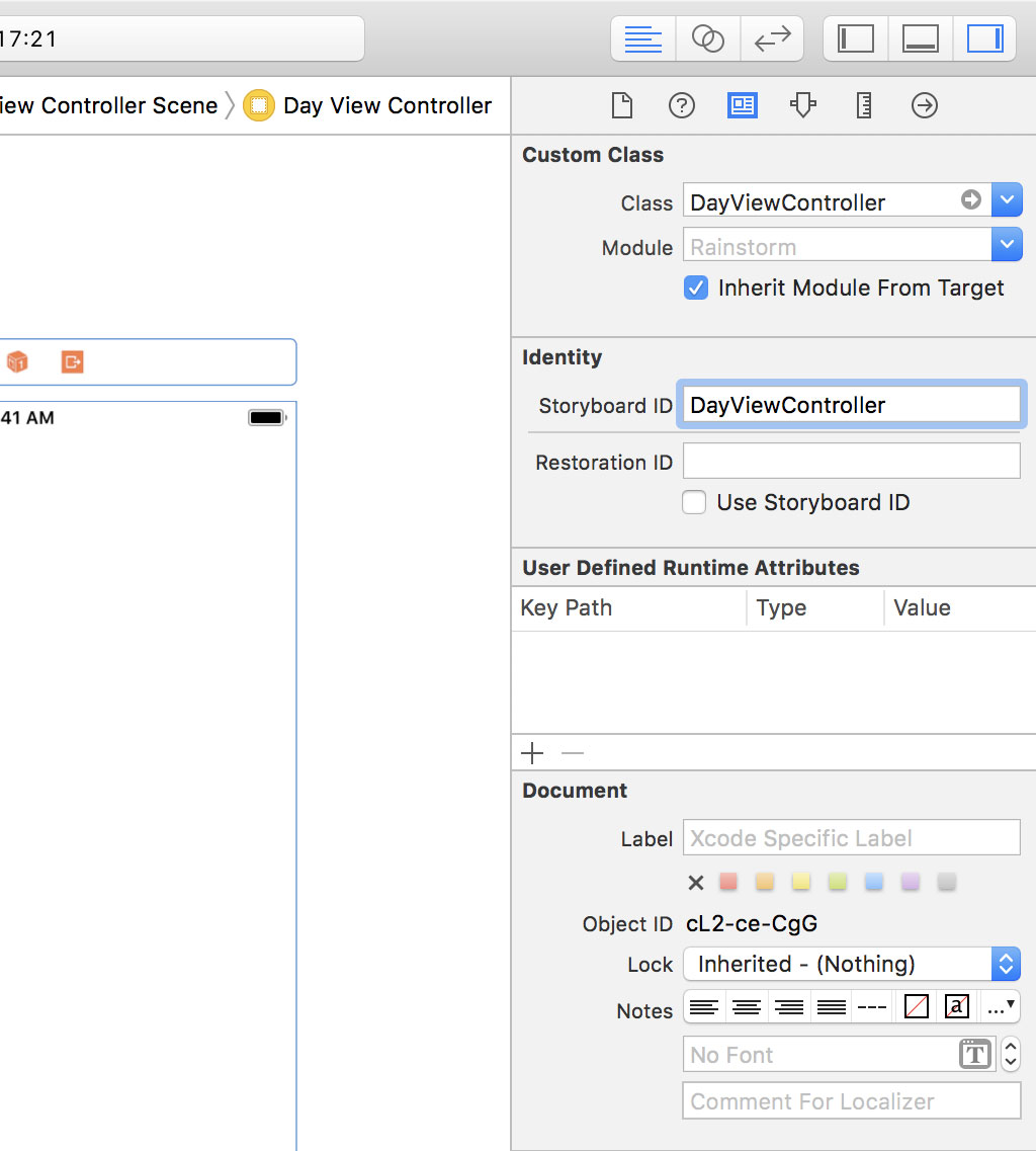 Adding the Day View Controller to the Main Storyboard