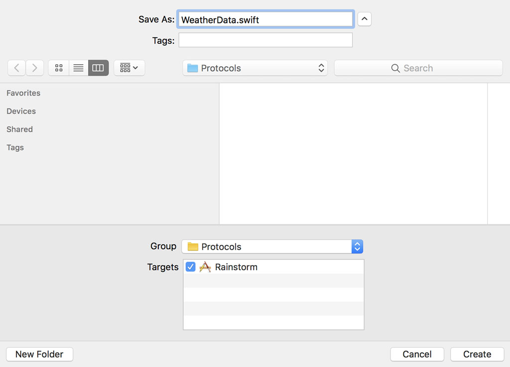 Creating a New Swift File