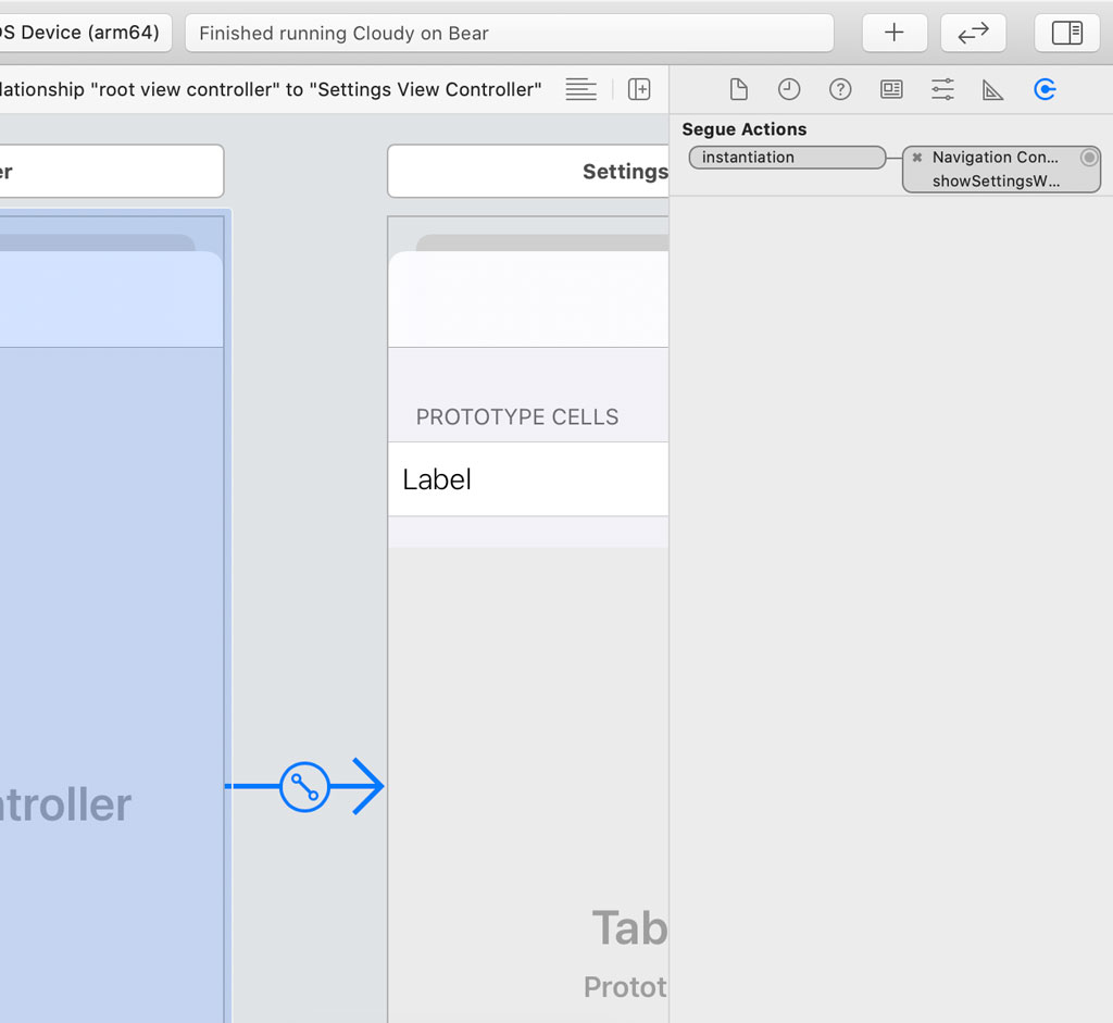 Connecting a Segue Action in Interface Builder