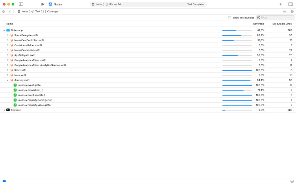 Inspecting a Code Coverage Report in Xcode