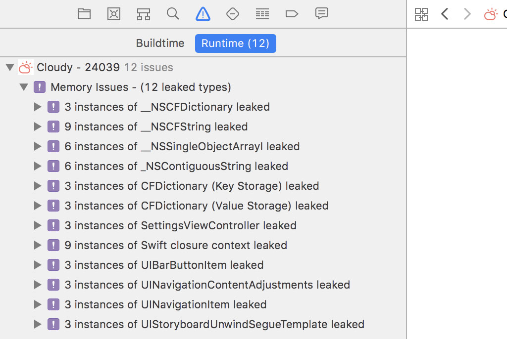 Runtime Issues in the Issue Navigator