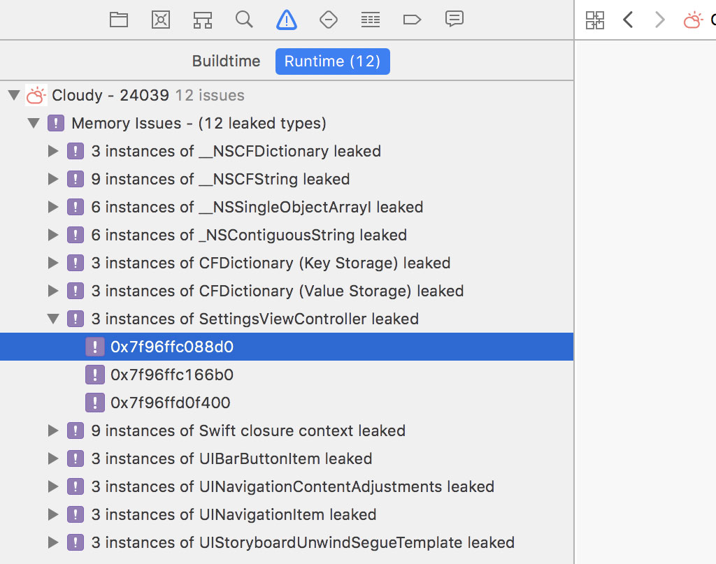 Runtime Issues in the Issue Navigator
