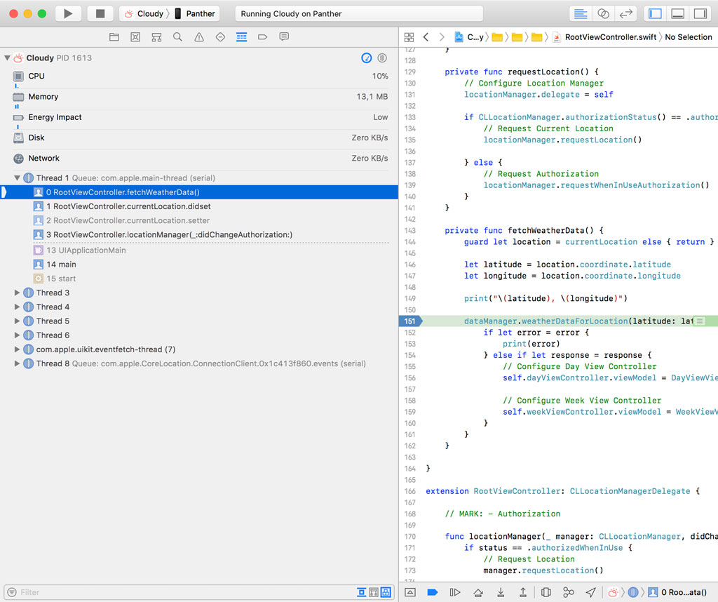 The Backtrace in the Debug Navigator