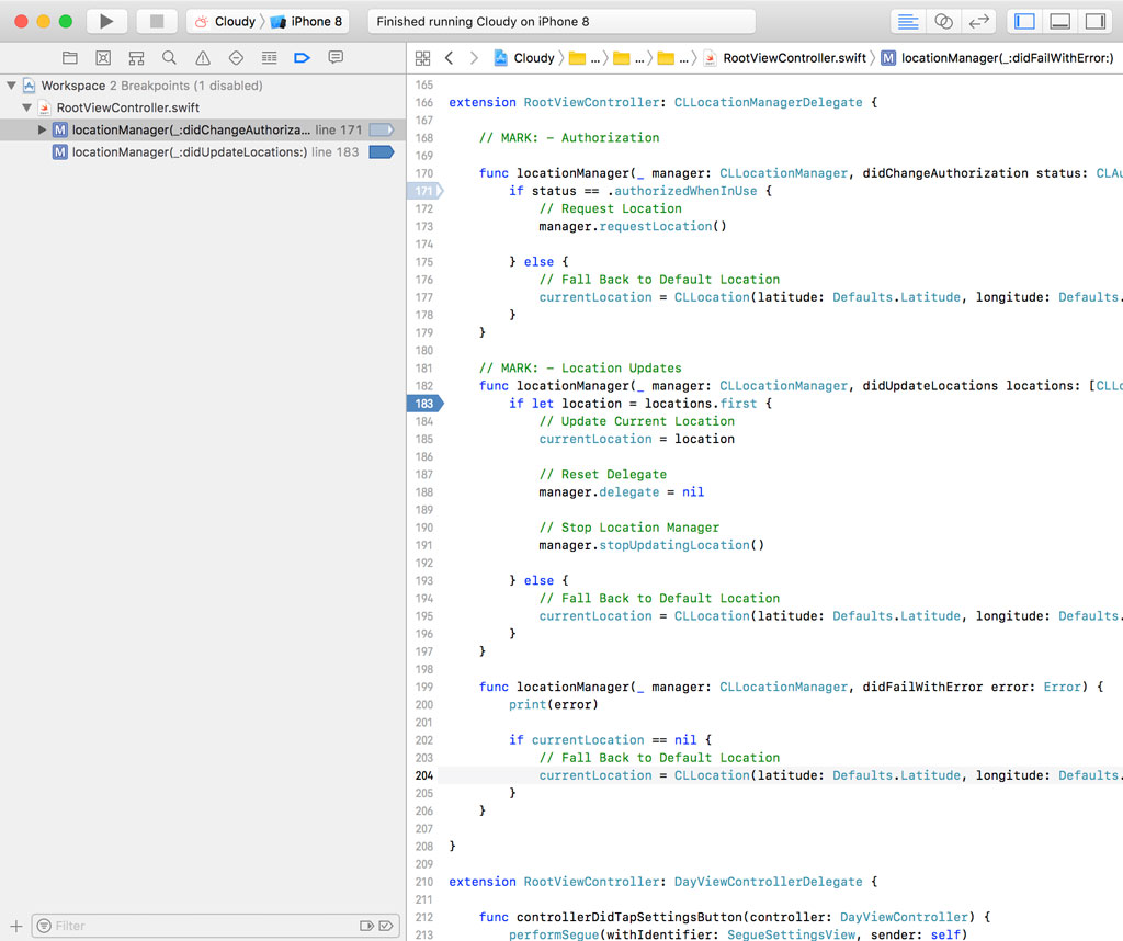 Setting a Breakpoint