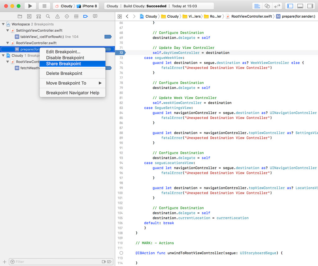Sharing a Breakpoint