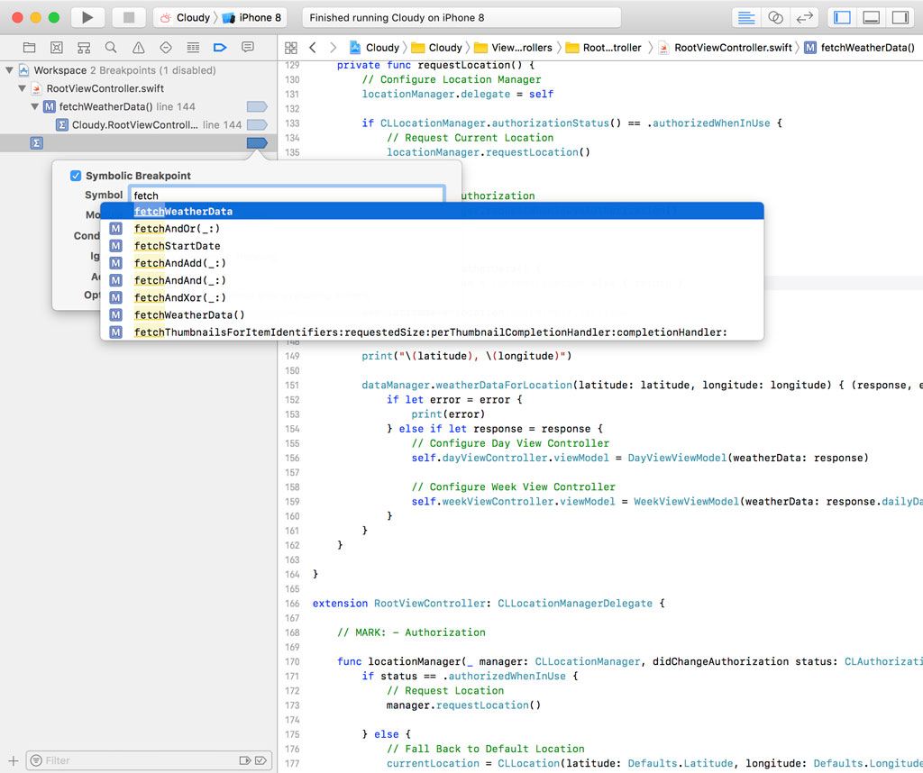 Adding a Symbolic Breakpoint