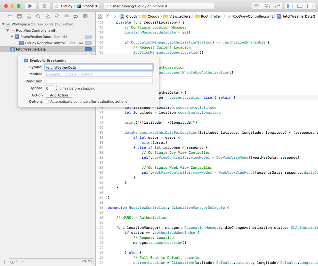 Adding a Symbolic Breakpoint