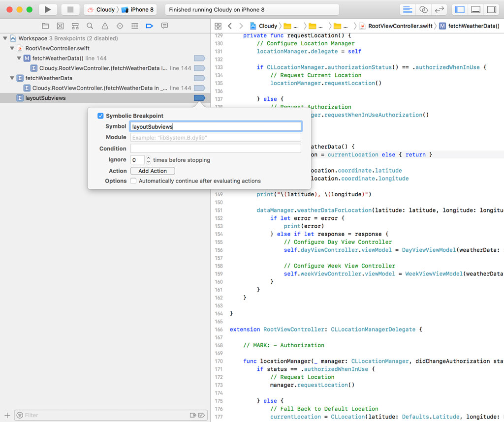 Adding a Symbolic Breakpoint for layoutSubviews