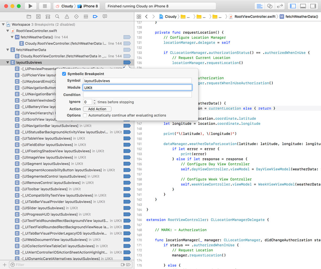 We edit the breakpoint and specify UIKit in the module field.