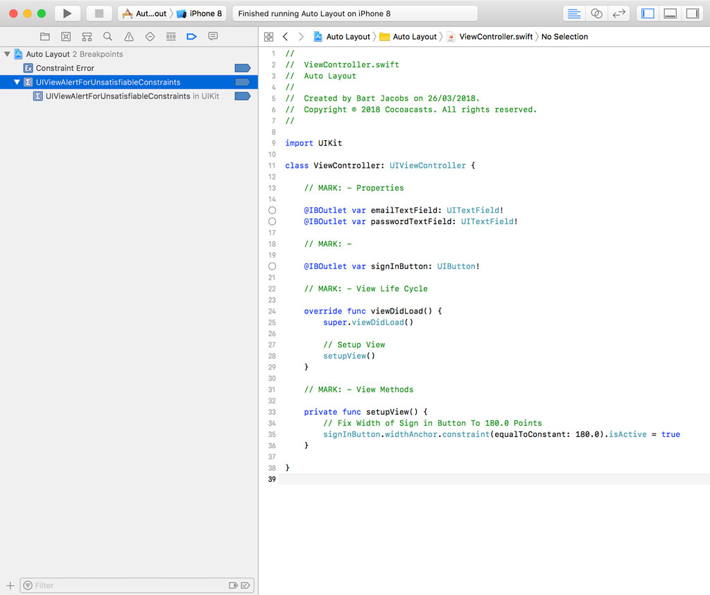 Adding a Symbolic Breakpoint