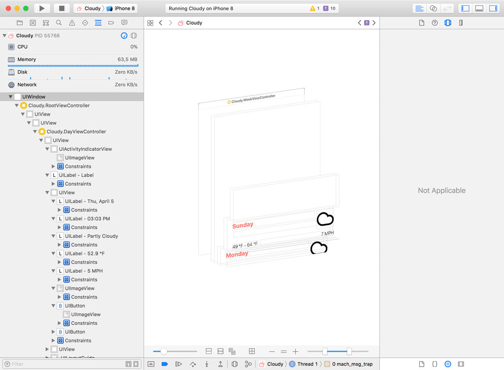 The slider on the right is used to focus on a subset of the view hierarchy.