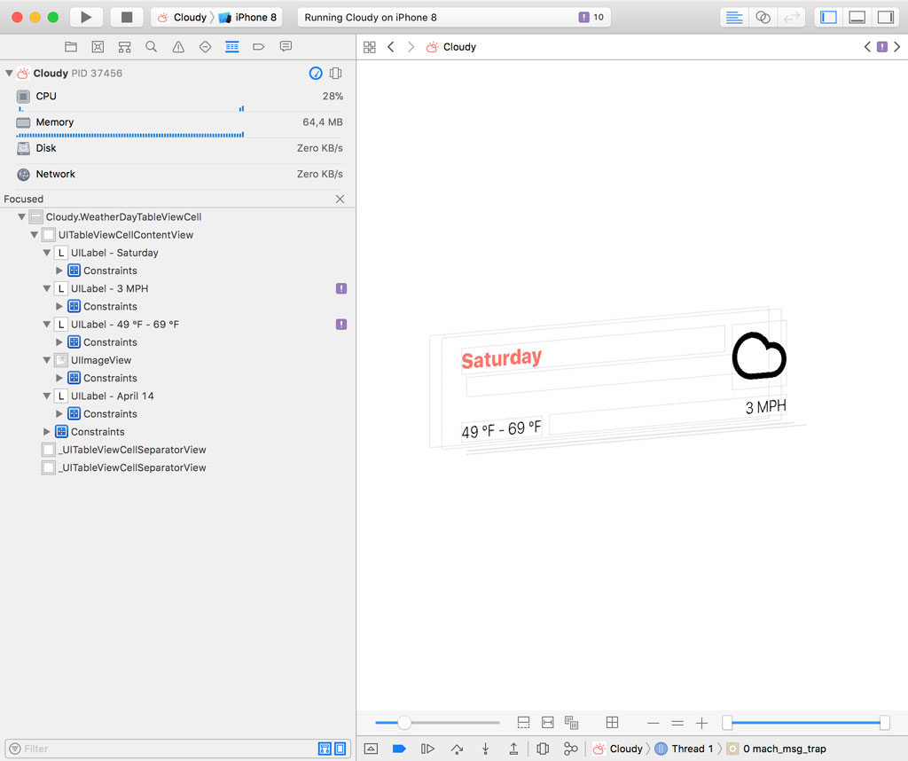 Focus in View Debugger