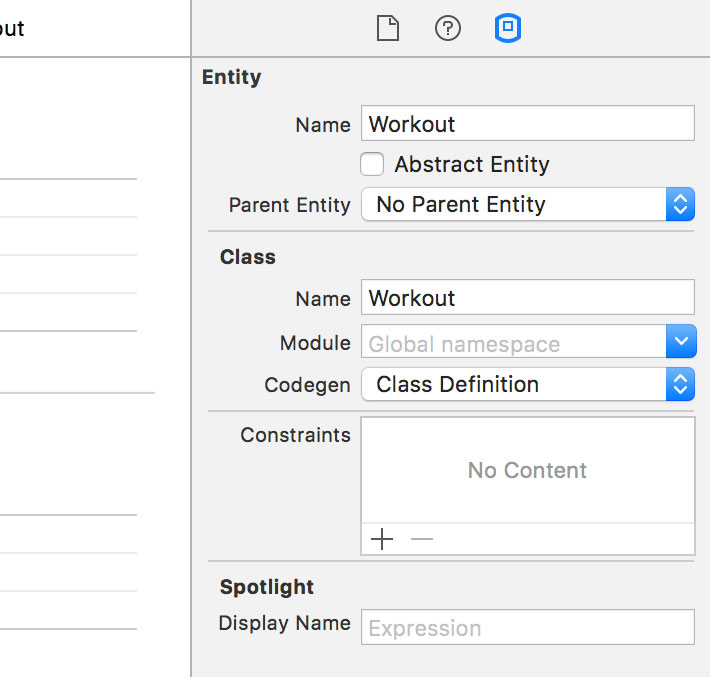 Codegen in Data Model Inspector