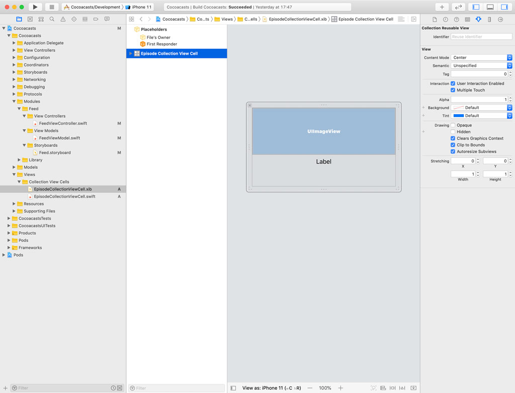 Creating a UICollectionViewCell Subclass