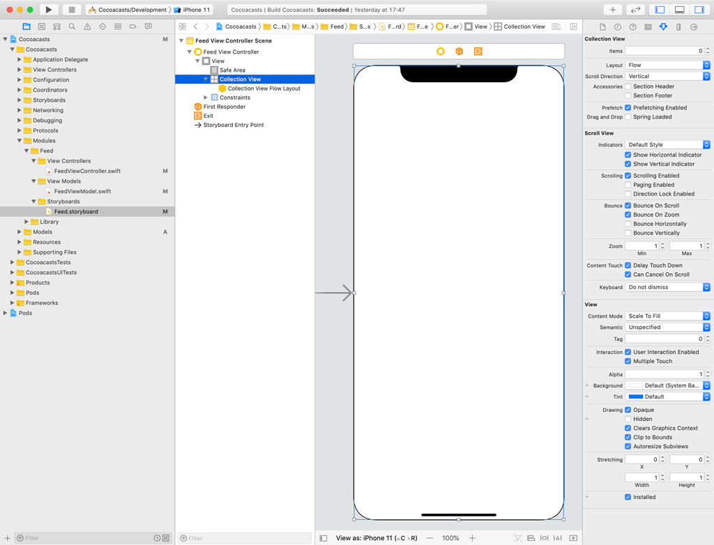 Creating the User Interface of the Feed View Controller