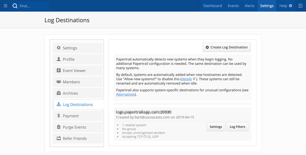 Configuring PaperTrail