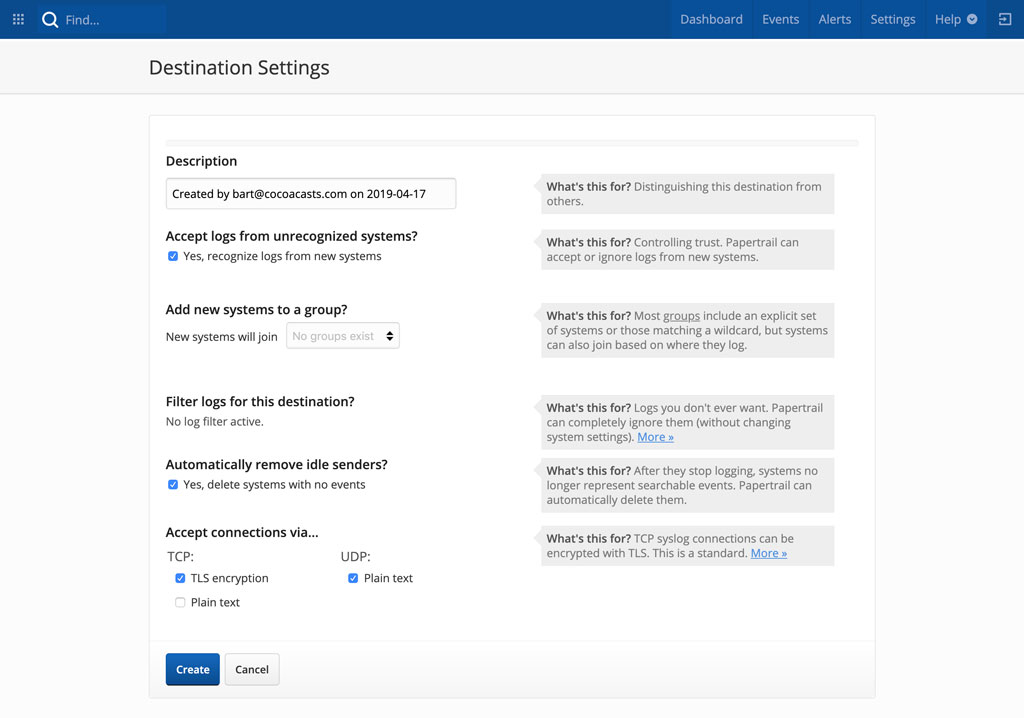 Configuring PaperTrail