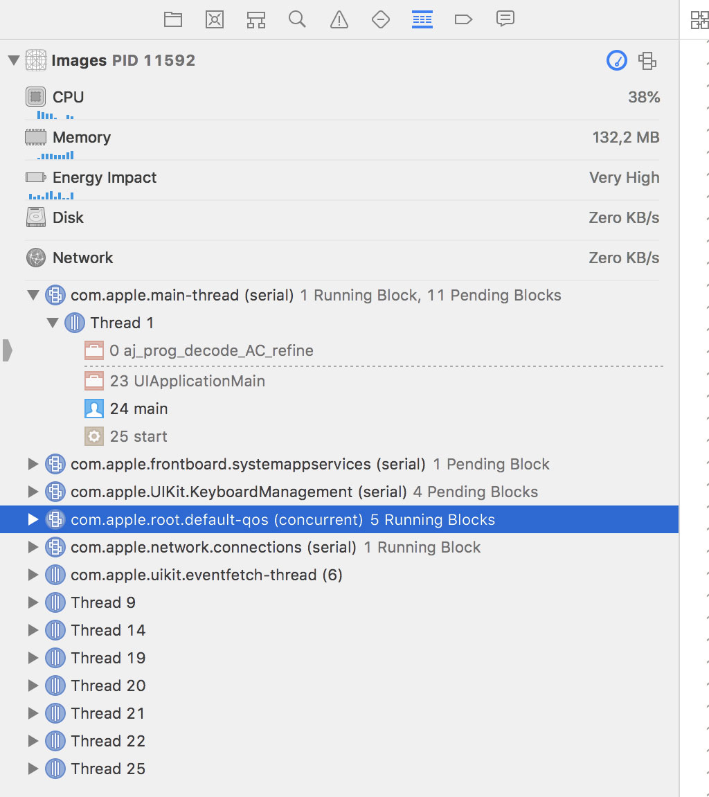 The number of running blocks has decreased substantially.