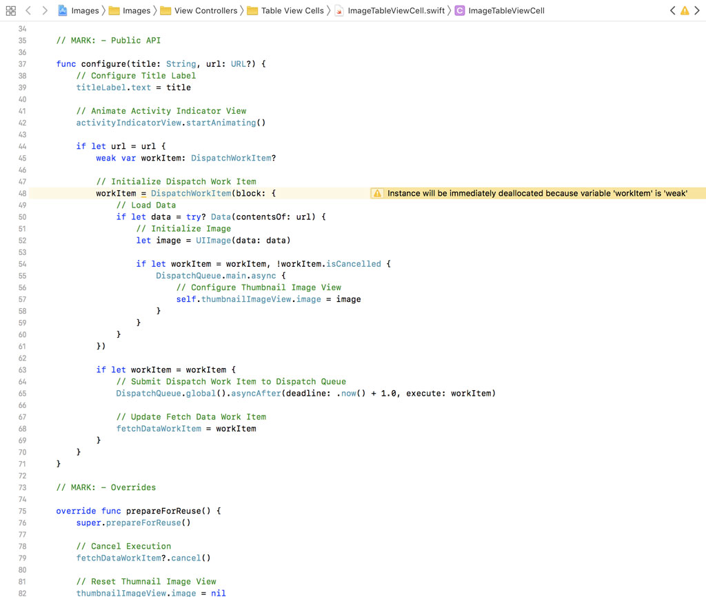 We can't weakly reference the dispatch work item.