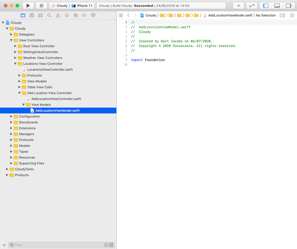 Creating AddLocationViewModel.swift