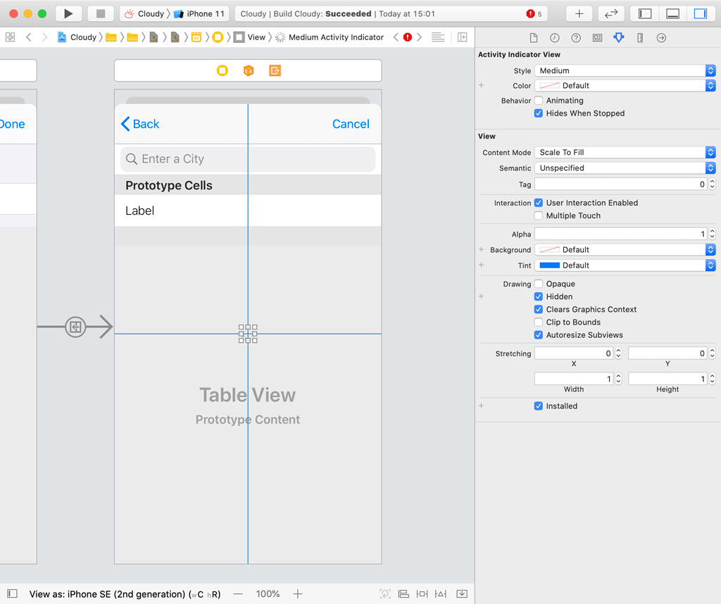 Configuring the Activity Indicator View
