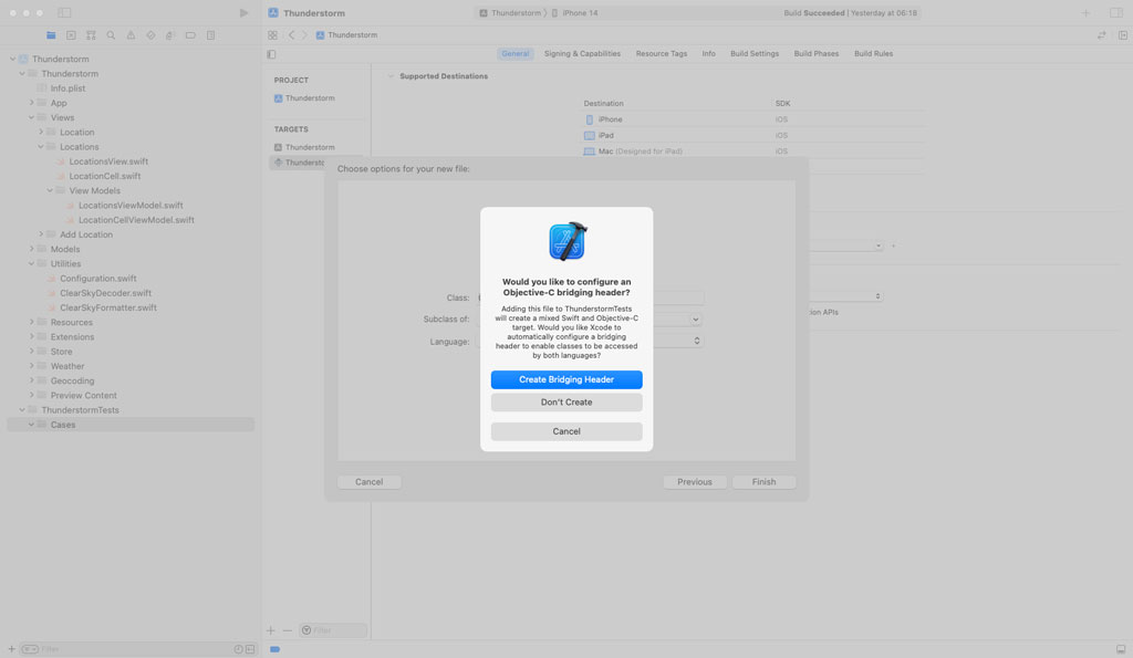 Don't Create an Objective-C Bridging Header
